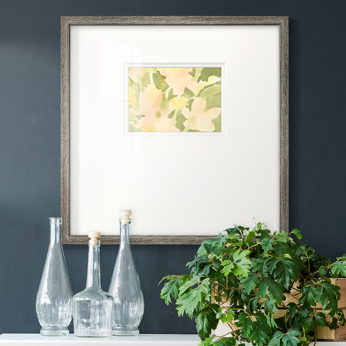 Verdant Floral Abstract I Premium Framed Print Double Matboard