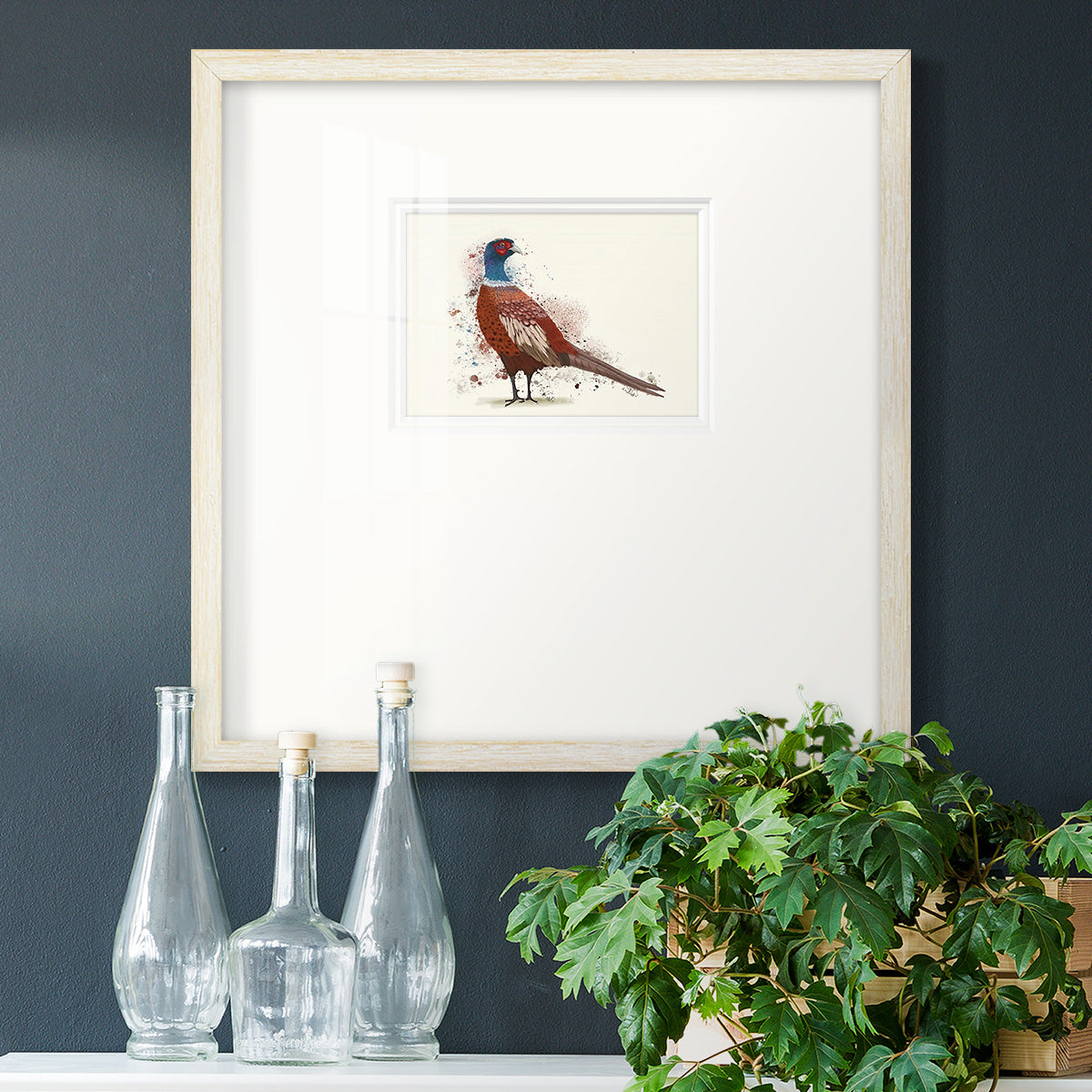 Pheasant Splash 5 Premium Framed Print Double Matboard