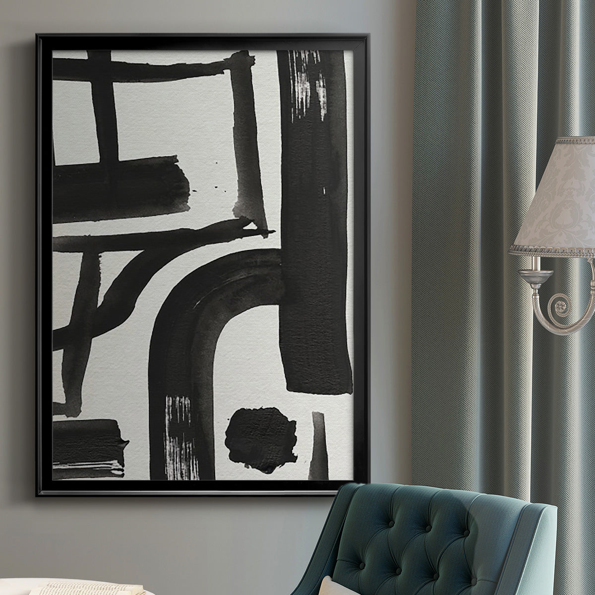Inkwell Intersect I - Modern Framed Canvas Print