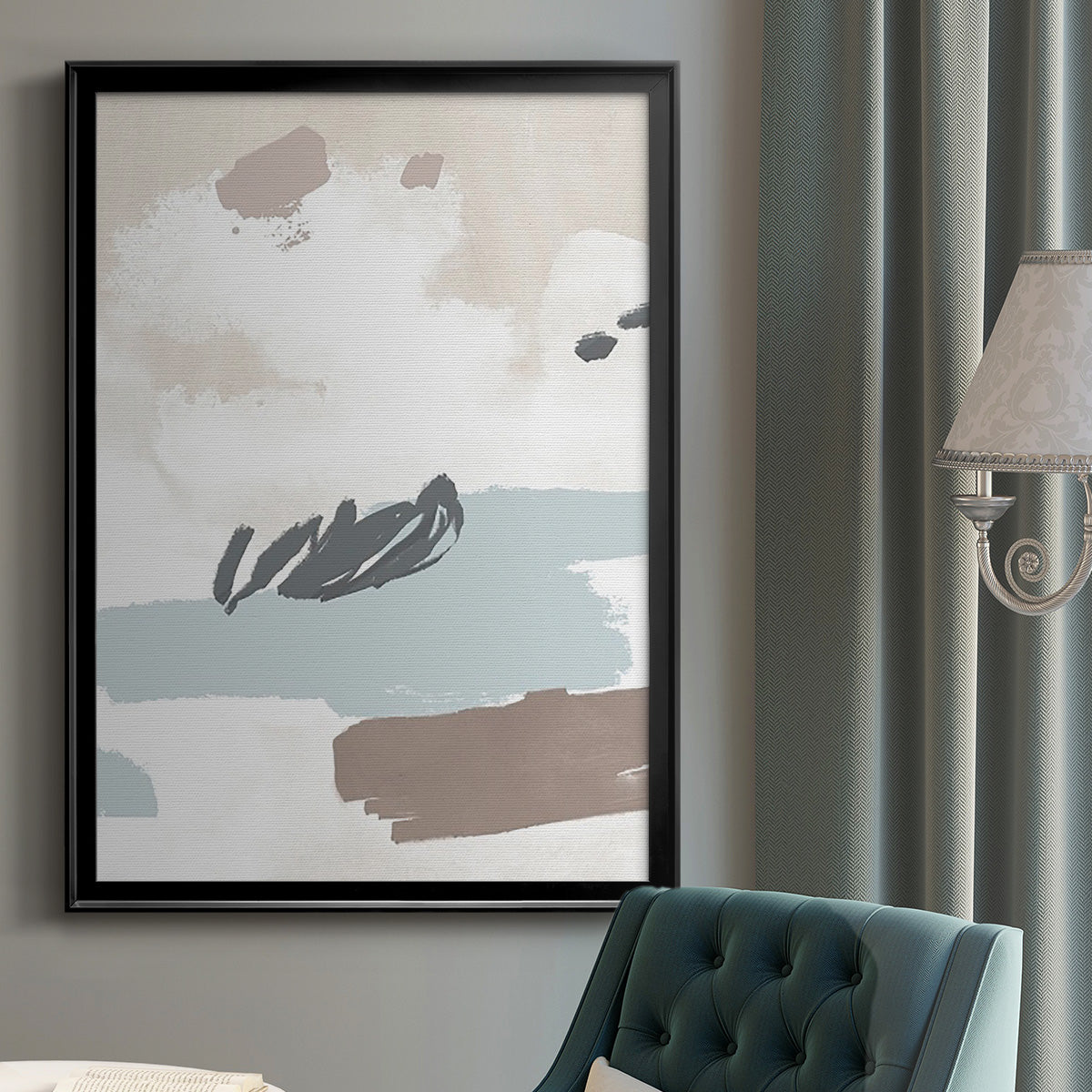 Neutral Wash II - Modern Framed Canvas Print
