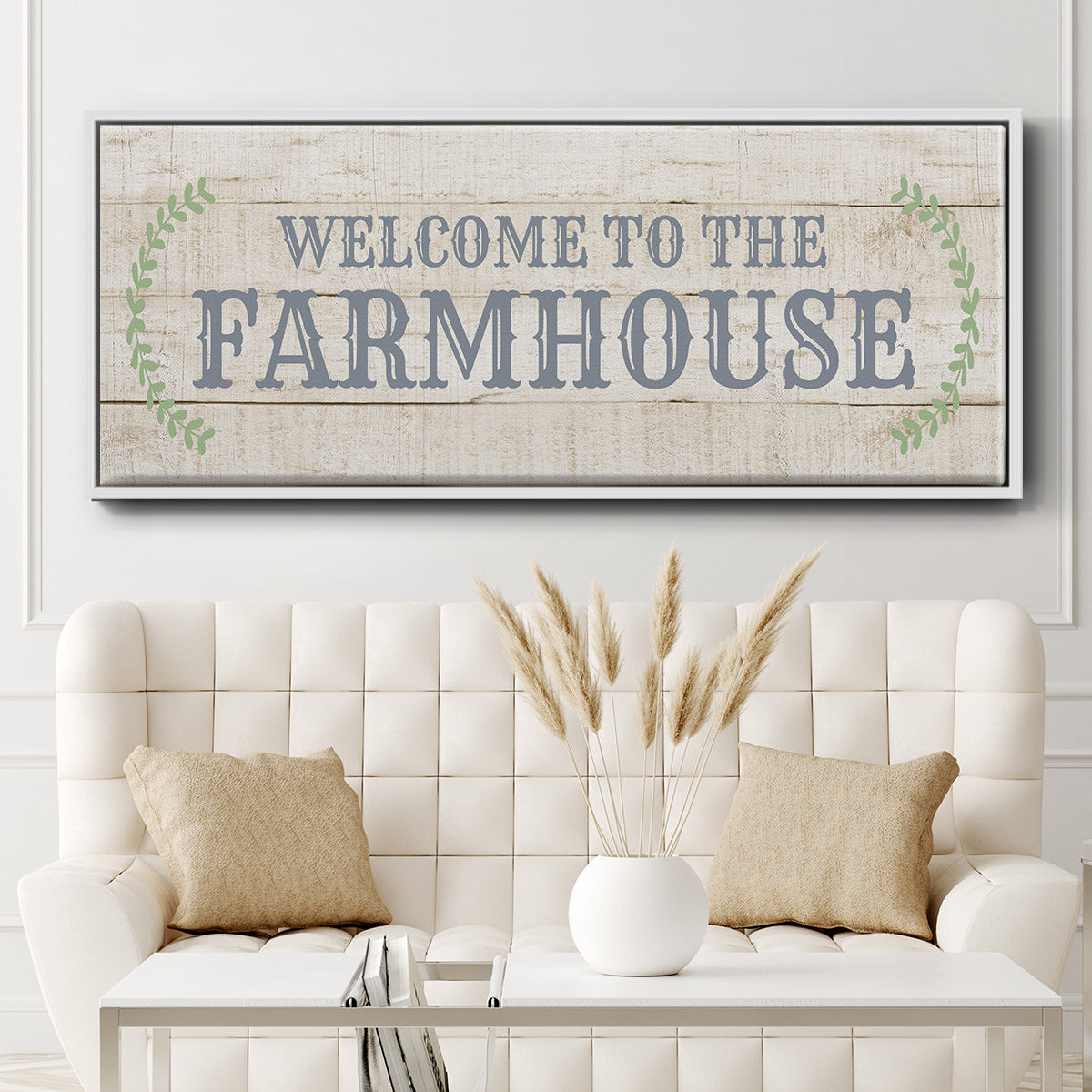 Welcome to the Farmhouse - Floater Framed Canvas Print