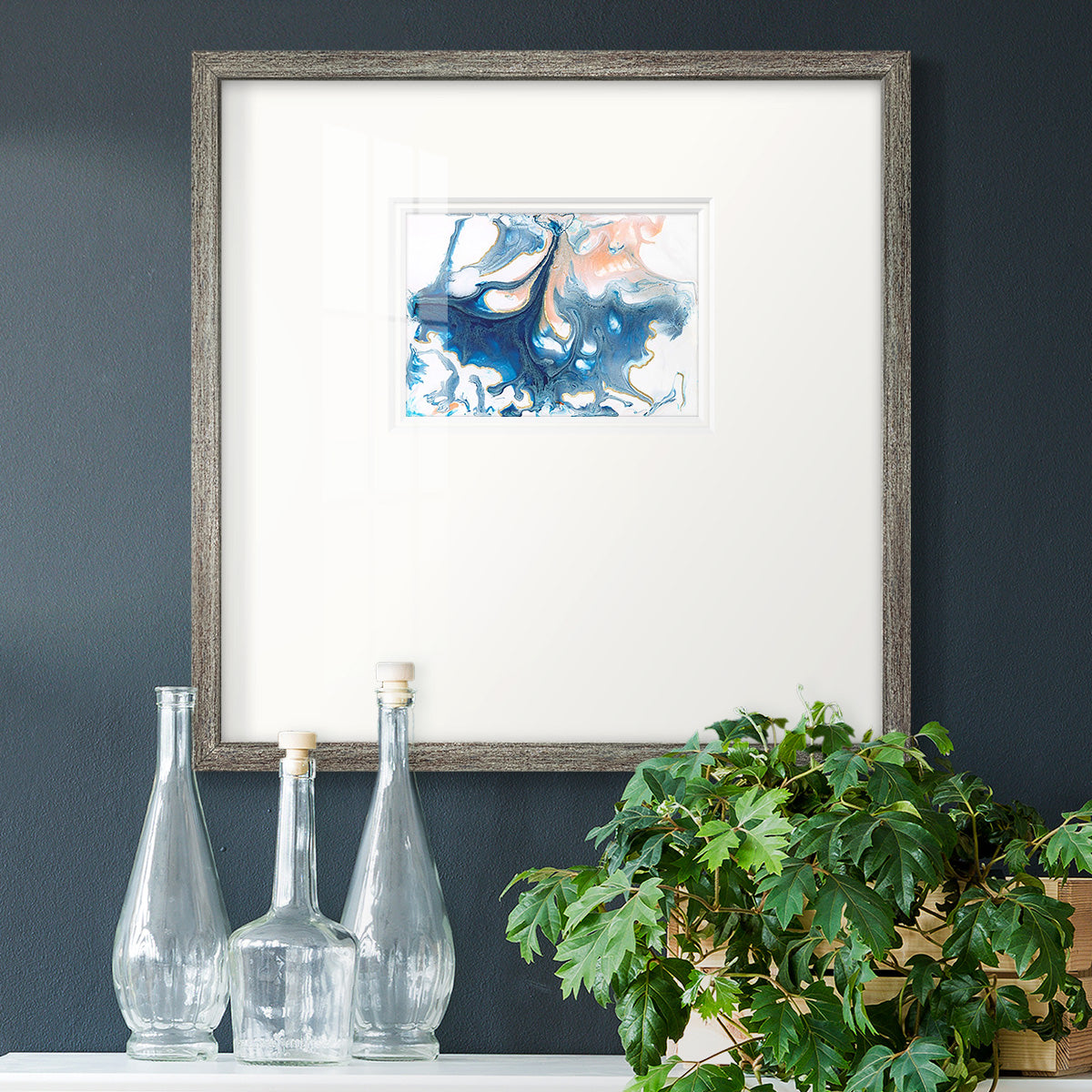 Dancing Blue I Premium Framed Print Double Matboard