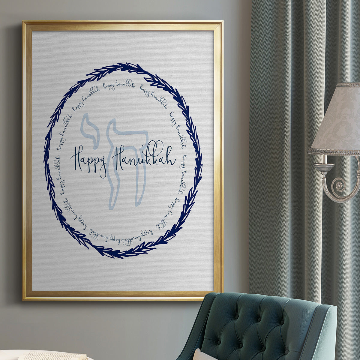 Hanukkah Go Round - Modern Framed Canvas Print