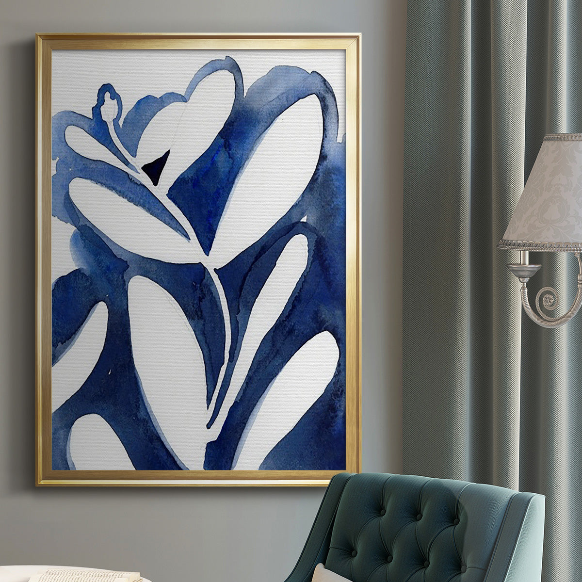 Blue Eucalyptus I - Modern Framed Canvas Print