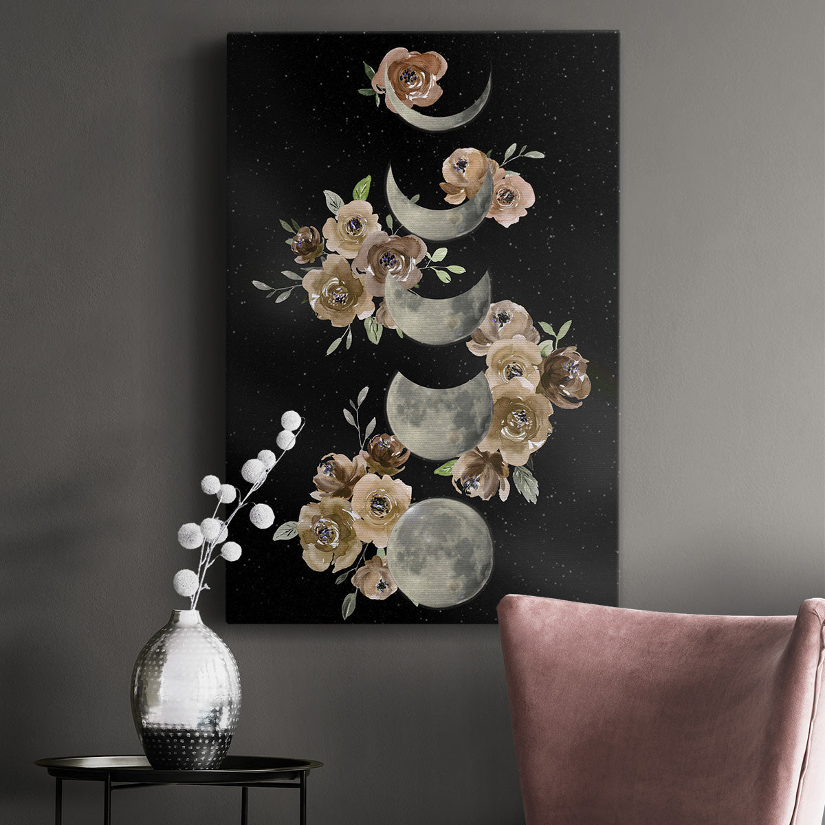 Bohemian Lunar Phases Premium Gallery Wrapped Canvas - Ready to Hang