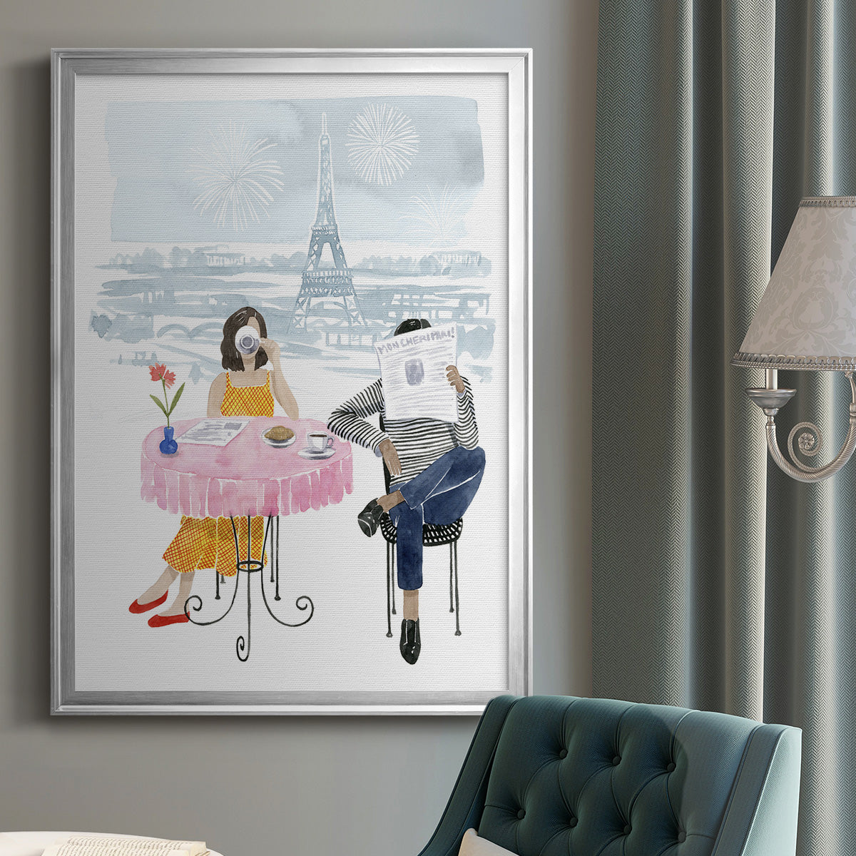 Paris in Love II - Modern Framed Canvas Print