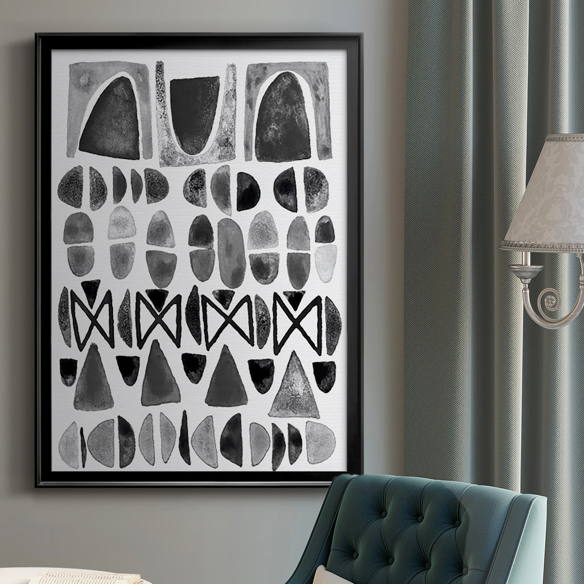 Grey Arches I - Modern Framed Canvas Print