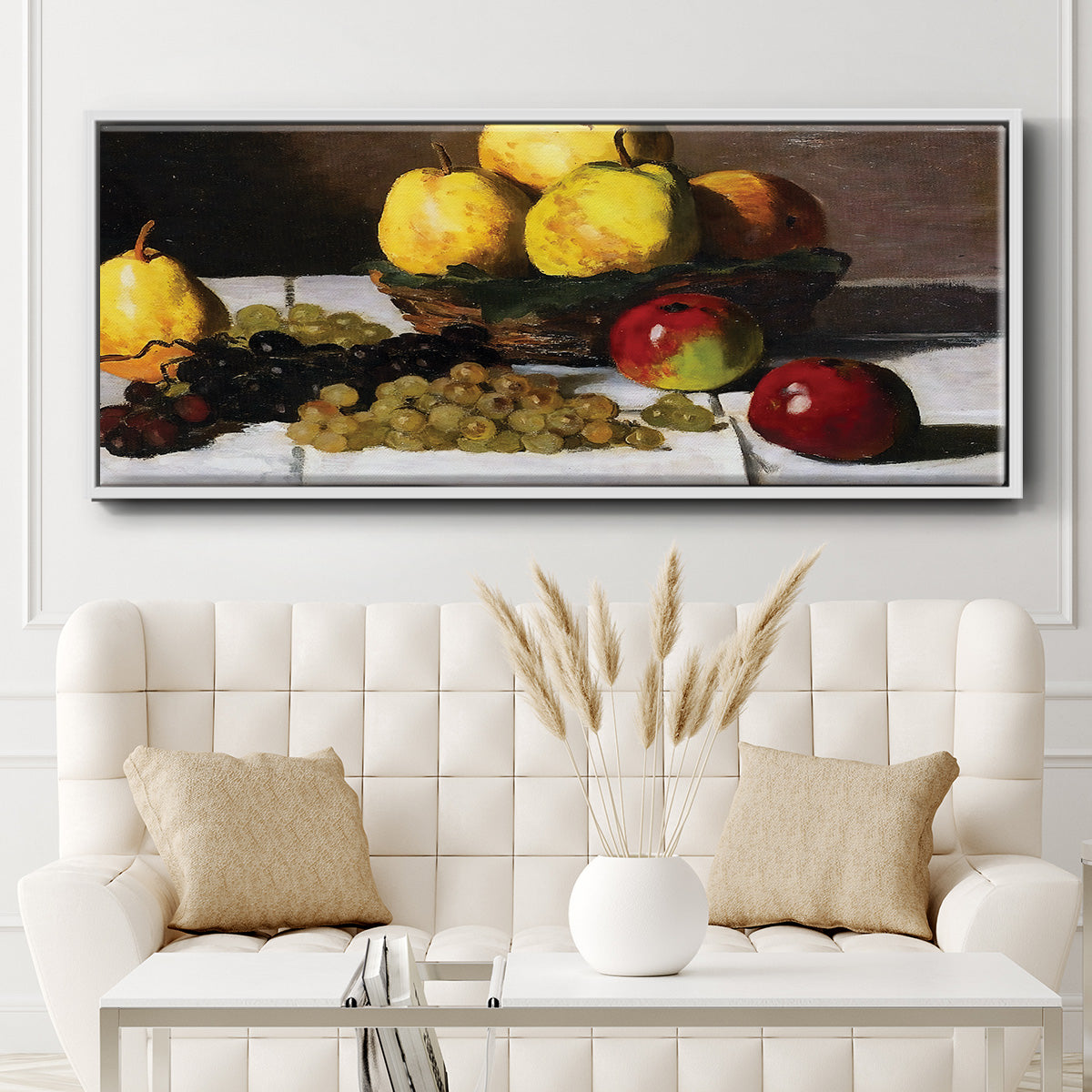 Still Life with Pears and Grapes, 1867 - Floater Framed Canvas Print