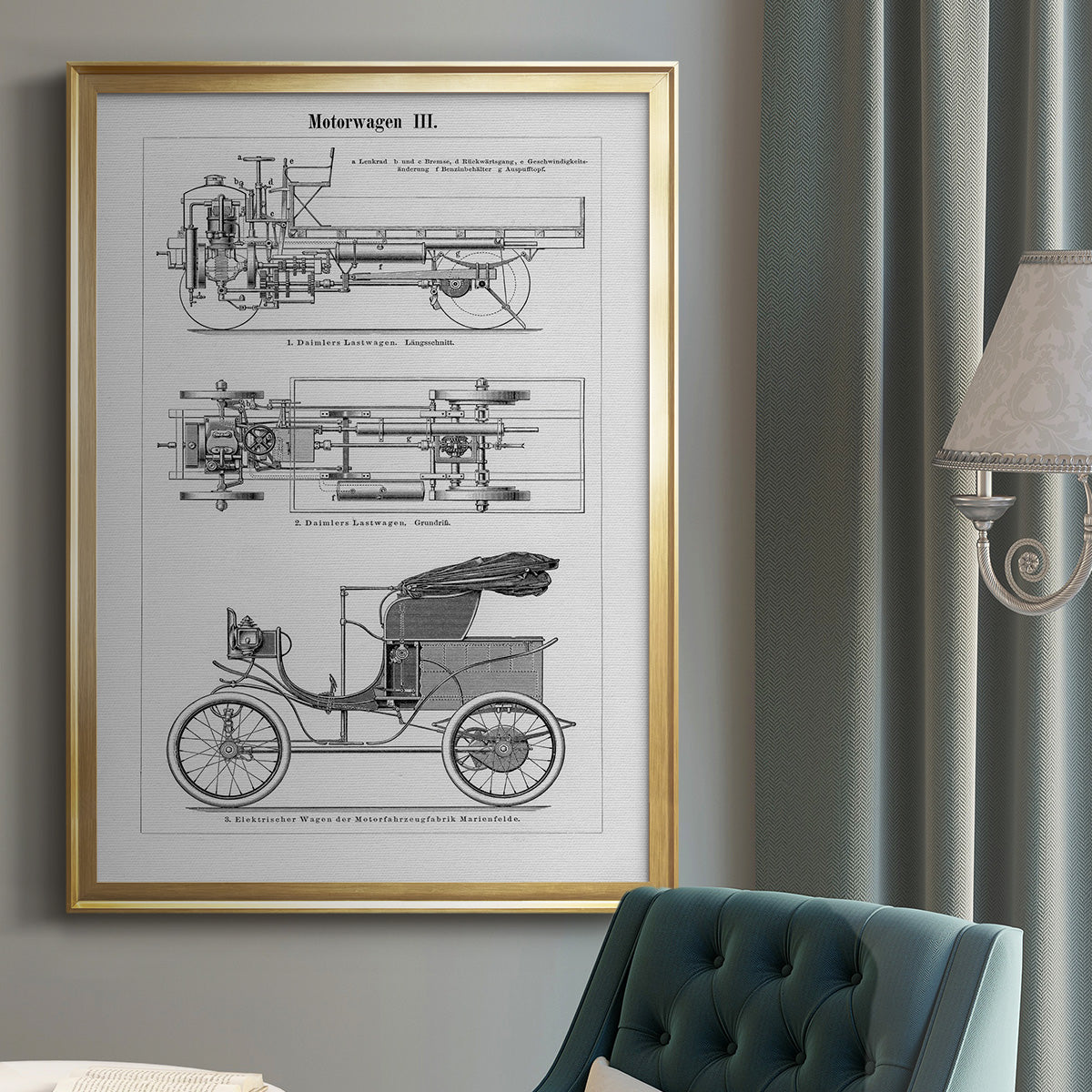 Industrial Motorcar - Modern Framed Canvas Print