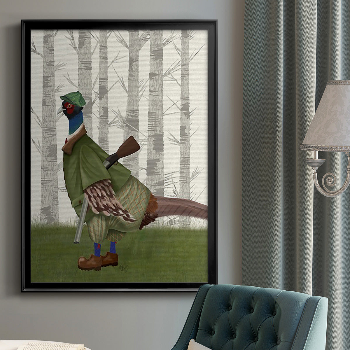 Pheasant Shooting Party 1 - Modern Framed Canvas Print