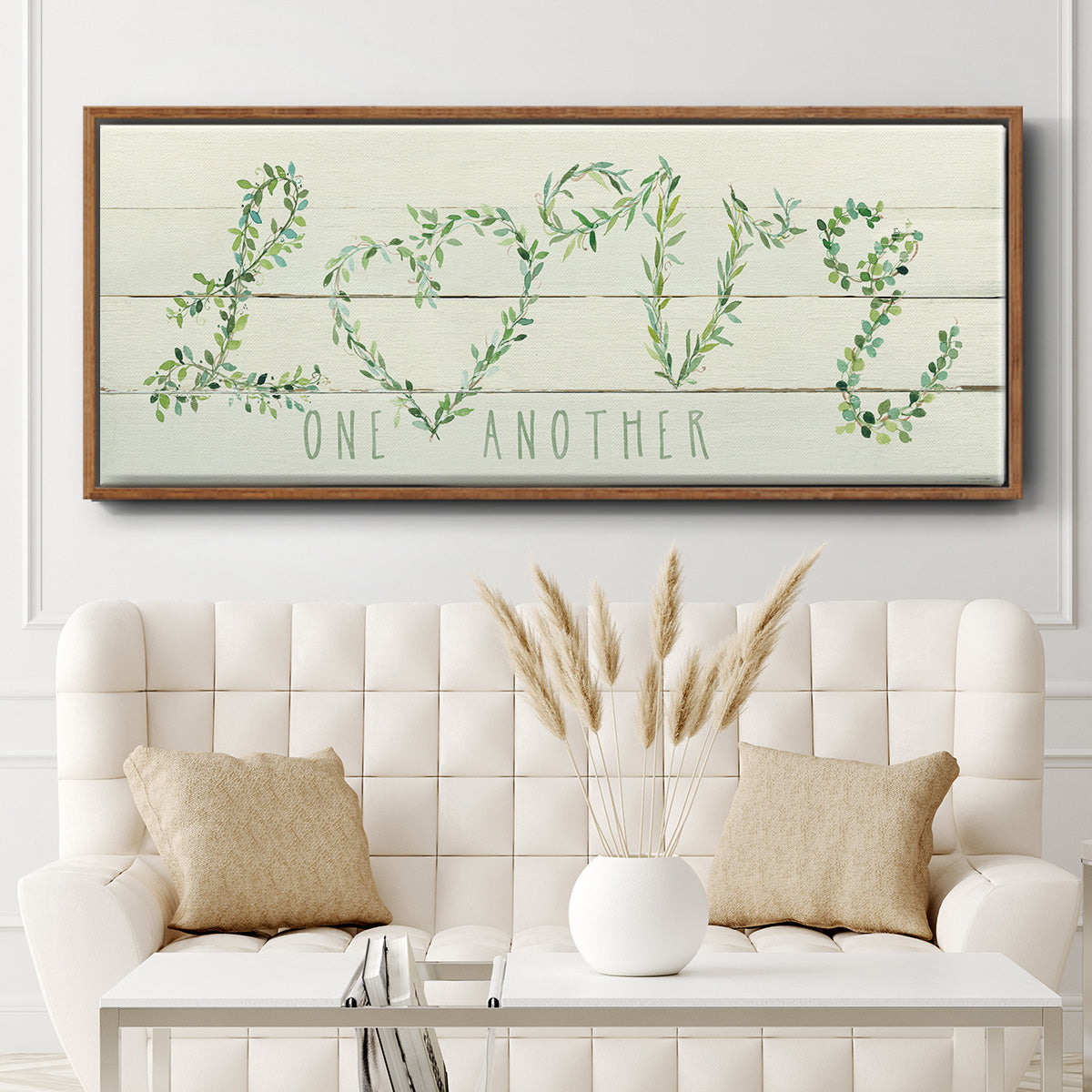 Shiplap Vines Love - Floater Framed Canvas Print