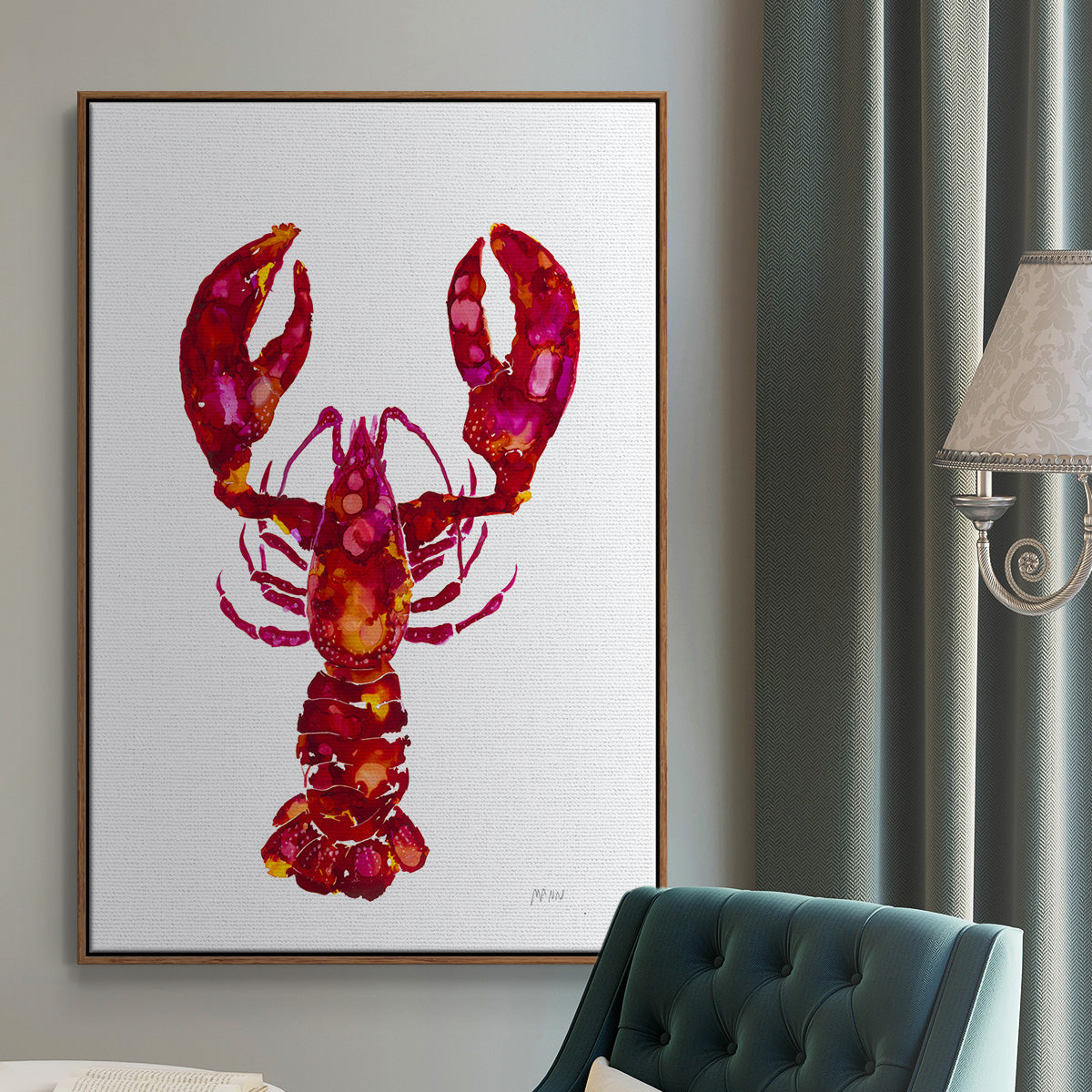 Lobster - Floater Framed Canvas Print