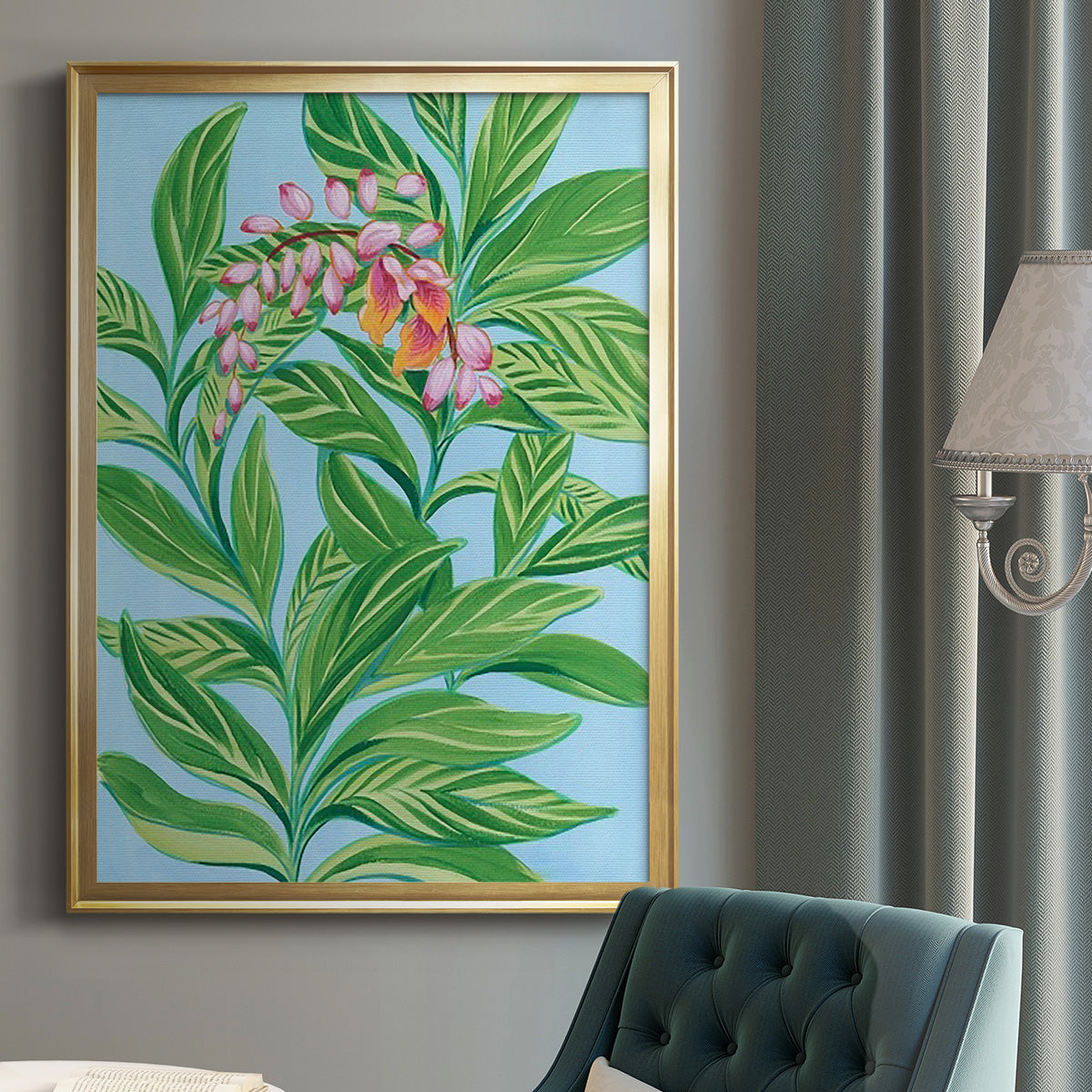 Tropical Shell Ginger I - Modern Framed Canvas Print