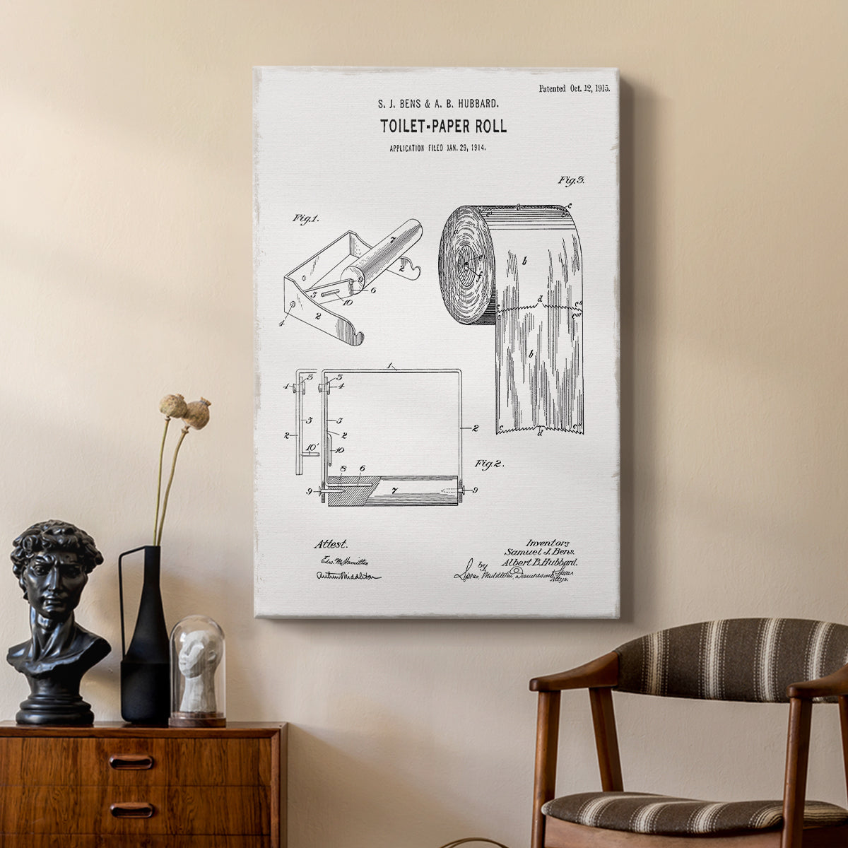 Toilet Paper Patent I - Canvas Art Print