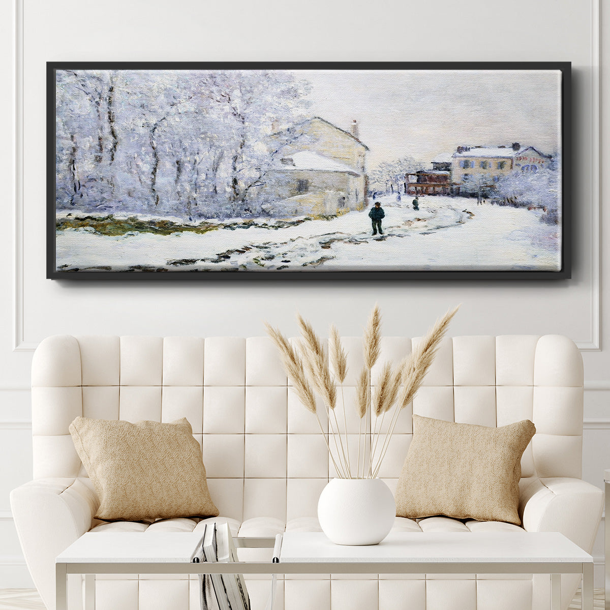 Snow in Argenteuil, 1875 - Floater Framed Canvas Print
