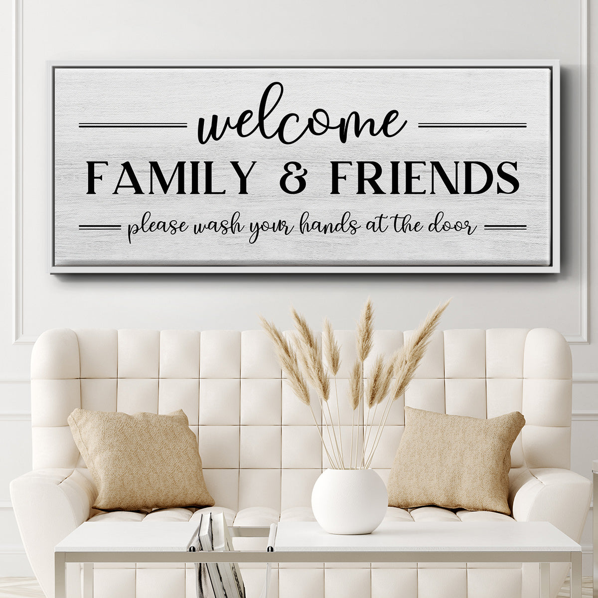 Welcome Family & Friends - Floater Framed Canvas Print