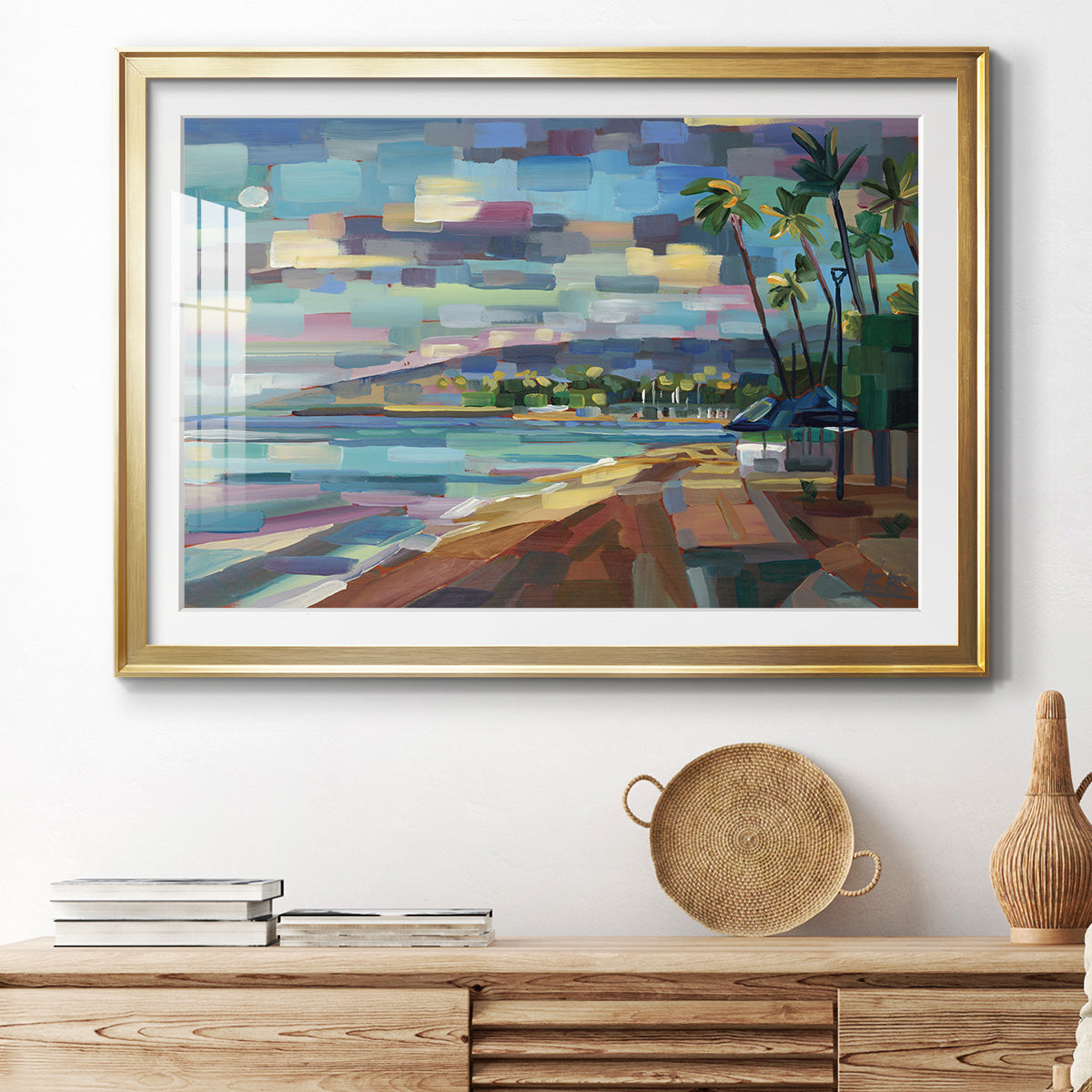 Morning Moon Over Waikiki Premium Framed Print - Ready to Hang