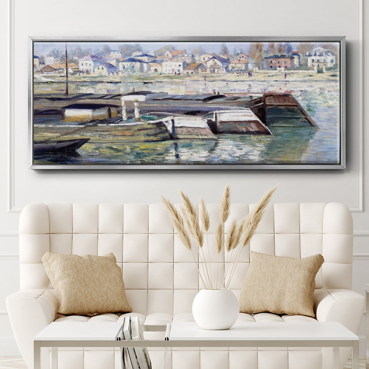 The Seine at Asnieres, 1873 - Floater Framed Canvas Print
