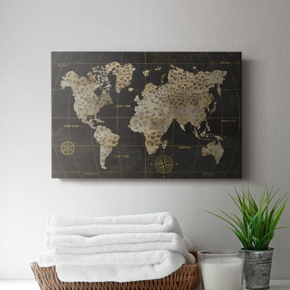 Safari World Map - Canvas Art Print