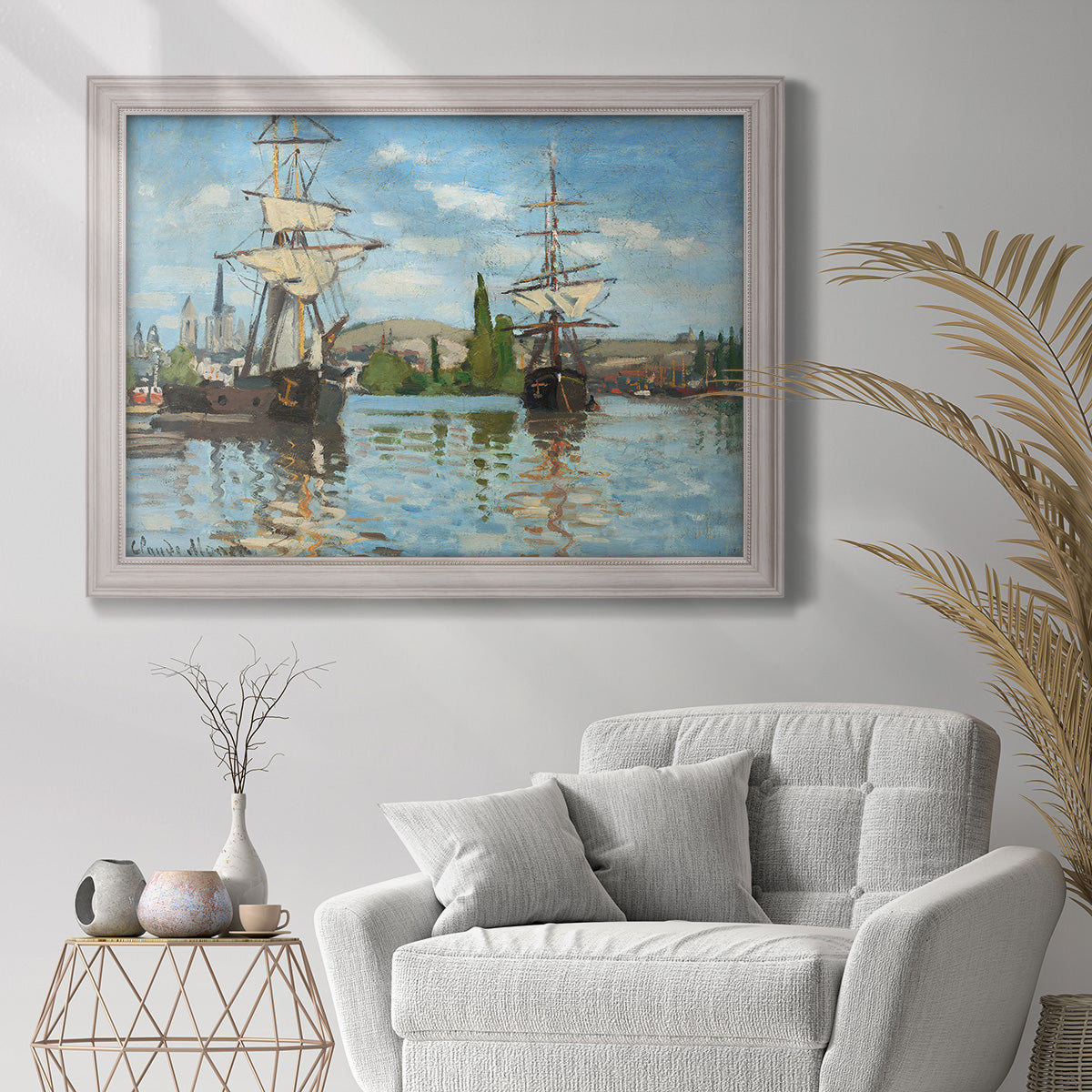 Ships Riding on the Seine - Ornate Framed Canvas Print