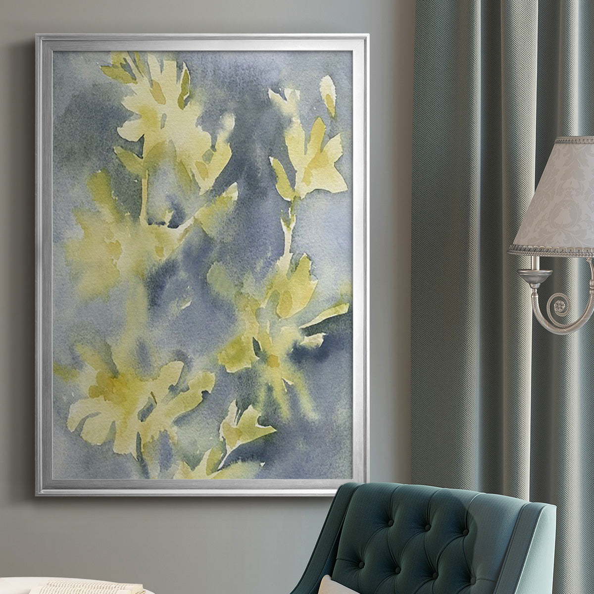 Forsythia Blooms II - Modern Framed Canvas Print
