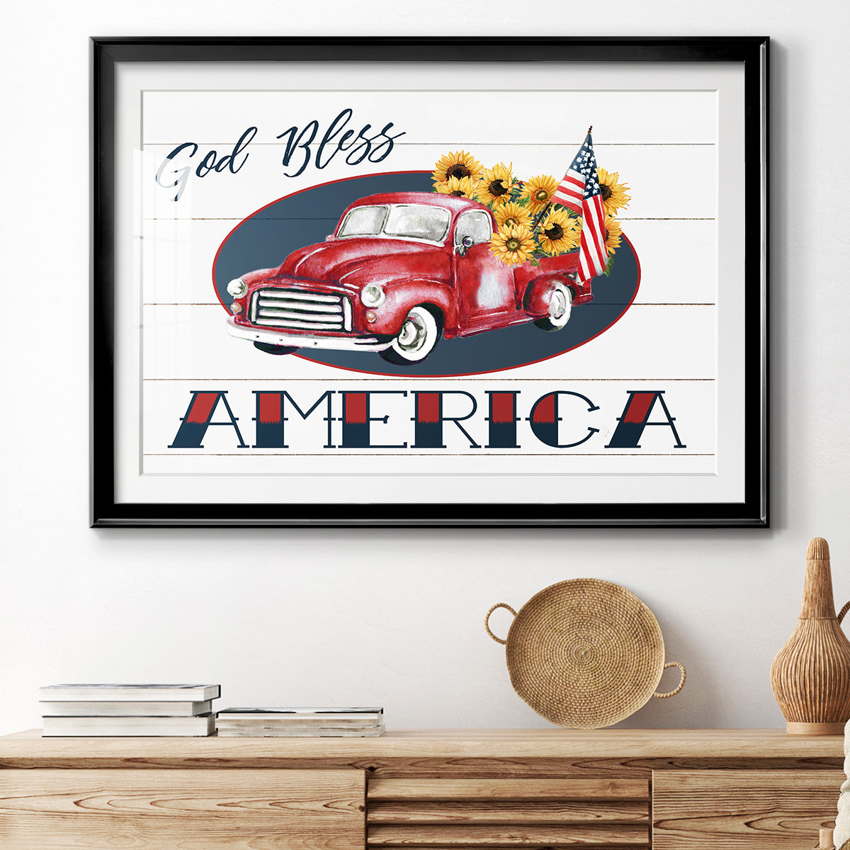 God Bless America Truck - Modern Framed Art Print