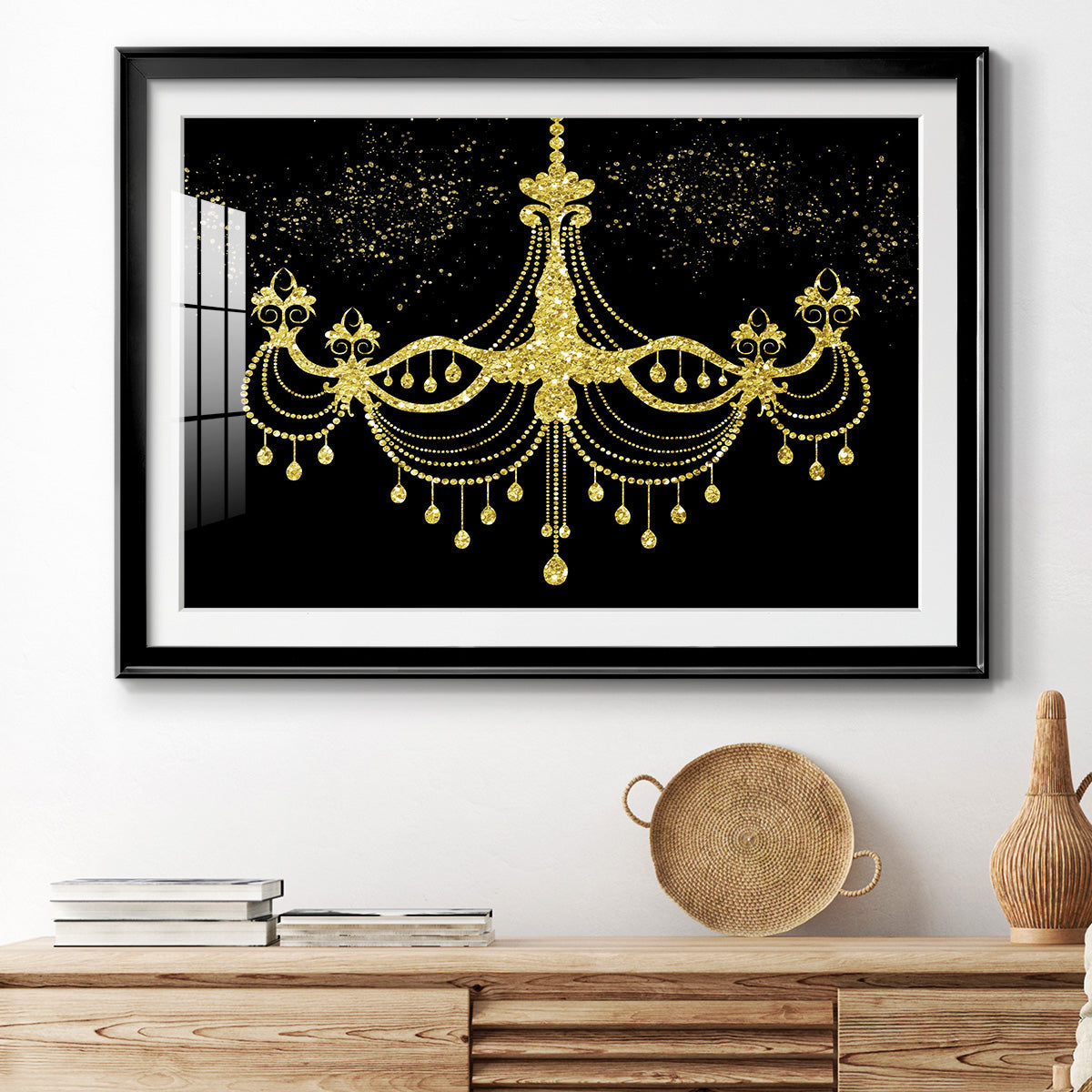 Golden Chandelier Premium Framed Print - Ready to Hang