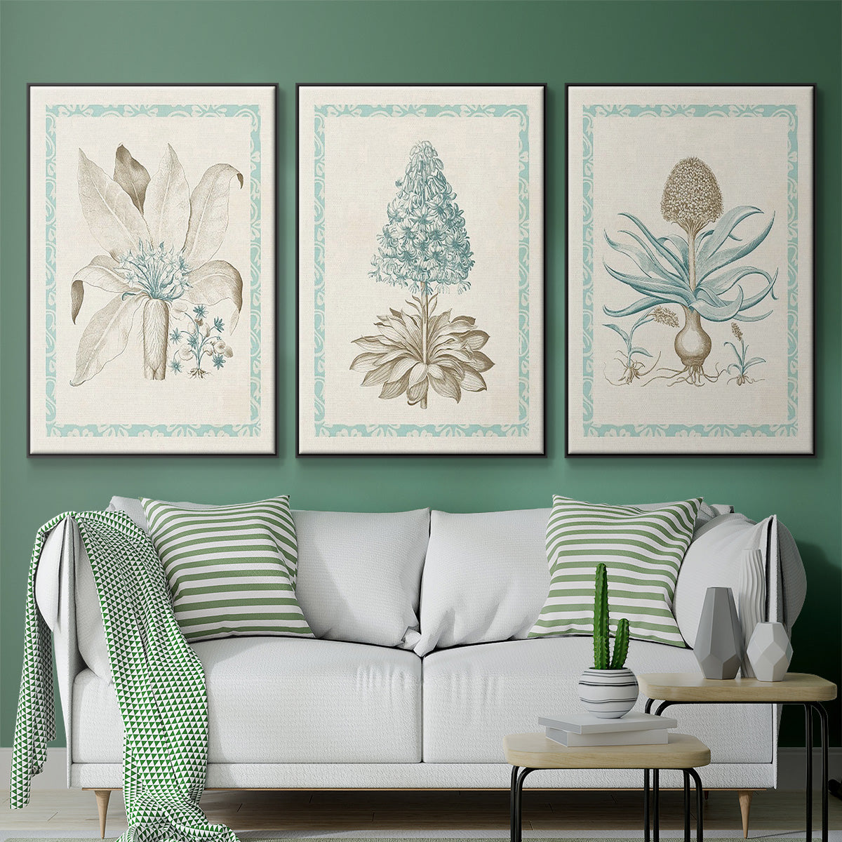 Willow Blue Besler IV - Framed Premium Gallery Wrapped Canvas L Frame 3 Piece Set - Ready to Hang