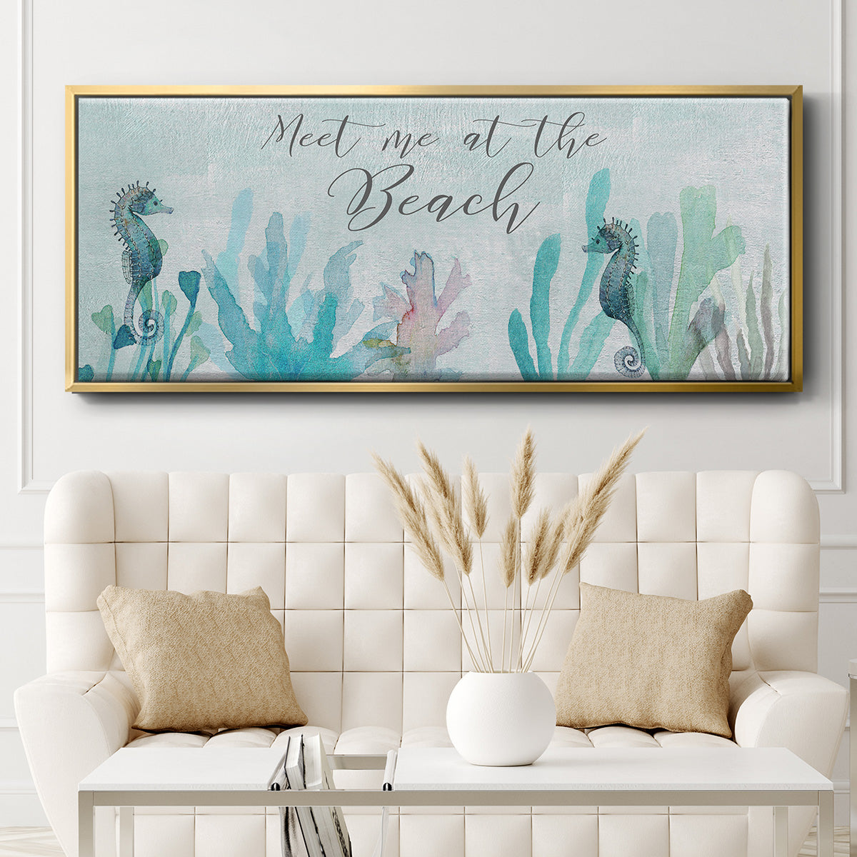 Seahorses and Coral - Floater Framed Canvas Print