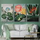 Temple of Flora IV - Framed Premium Gallery Wrapped Canvas L Frame 3 Piece Set - Ready to Hang