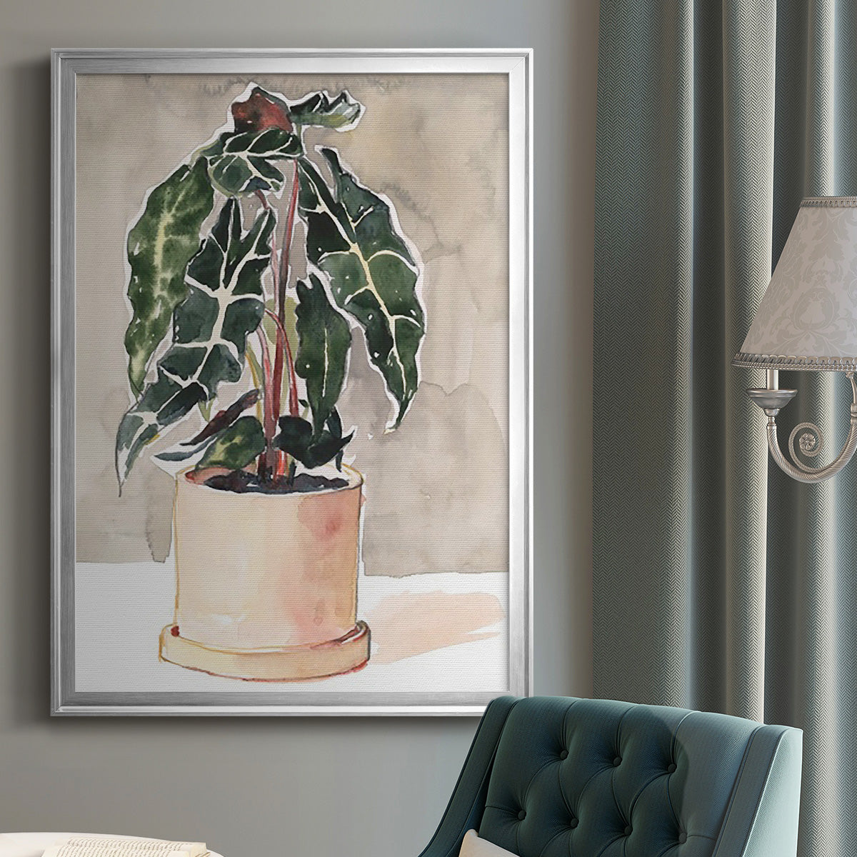 Potted Houseplant I - Modern Framed Canvas Print