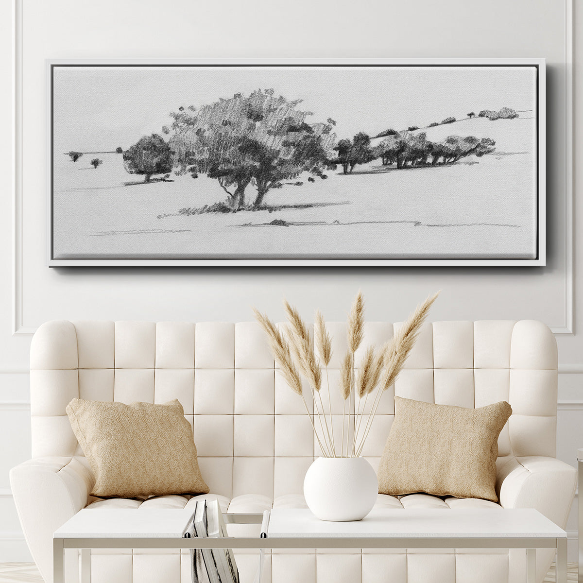 Treeline Sketch I - Floater Framed Canvas Print