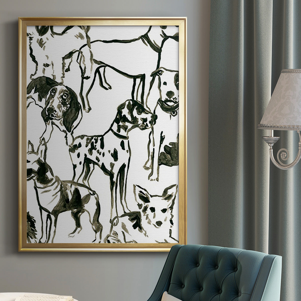 Canine Collage II - Modern Framed Canvas Print