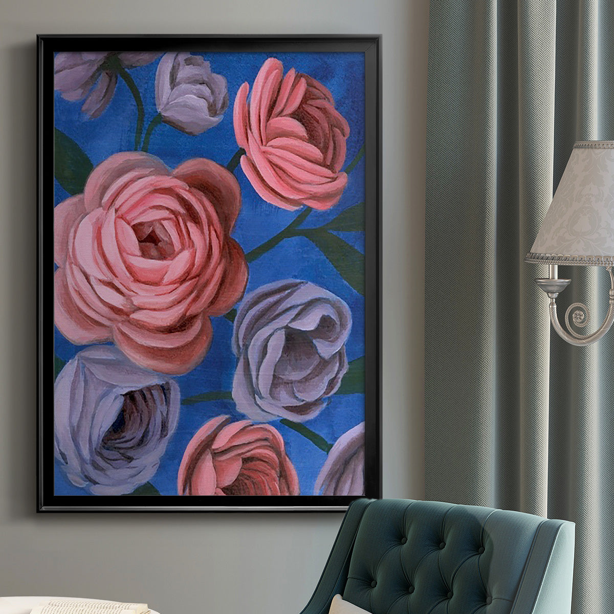 Layered Petals II - Modern Framed Canvas Print