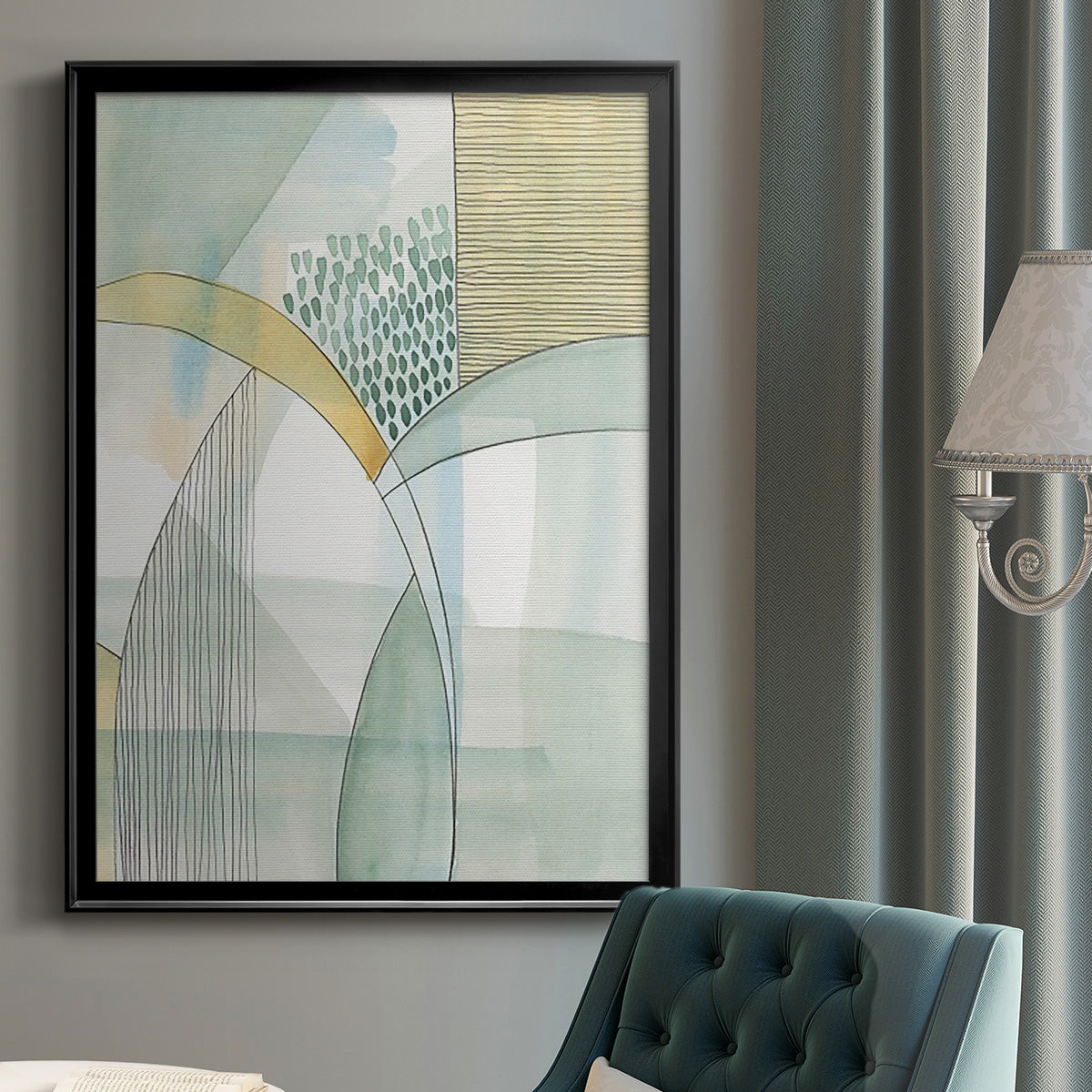 Mint Reflection I - Modern Framed Canvas Print