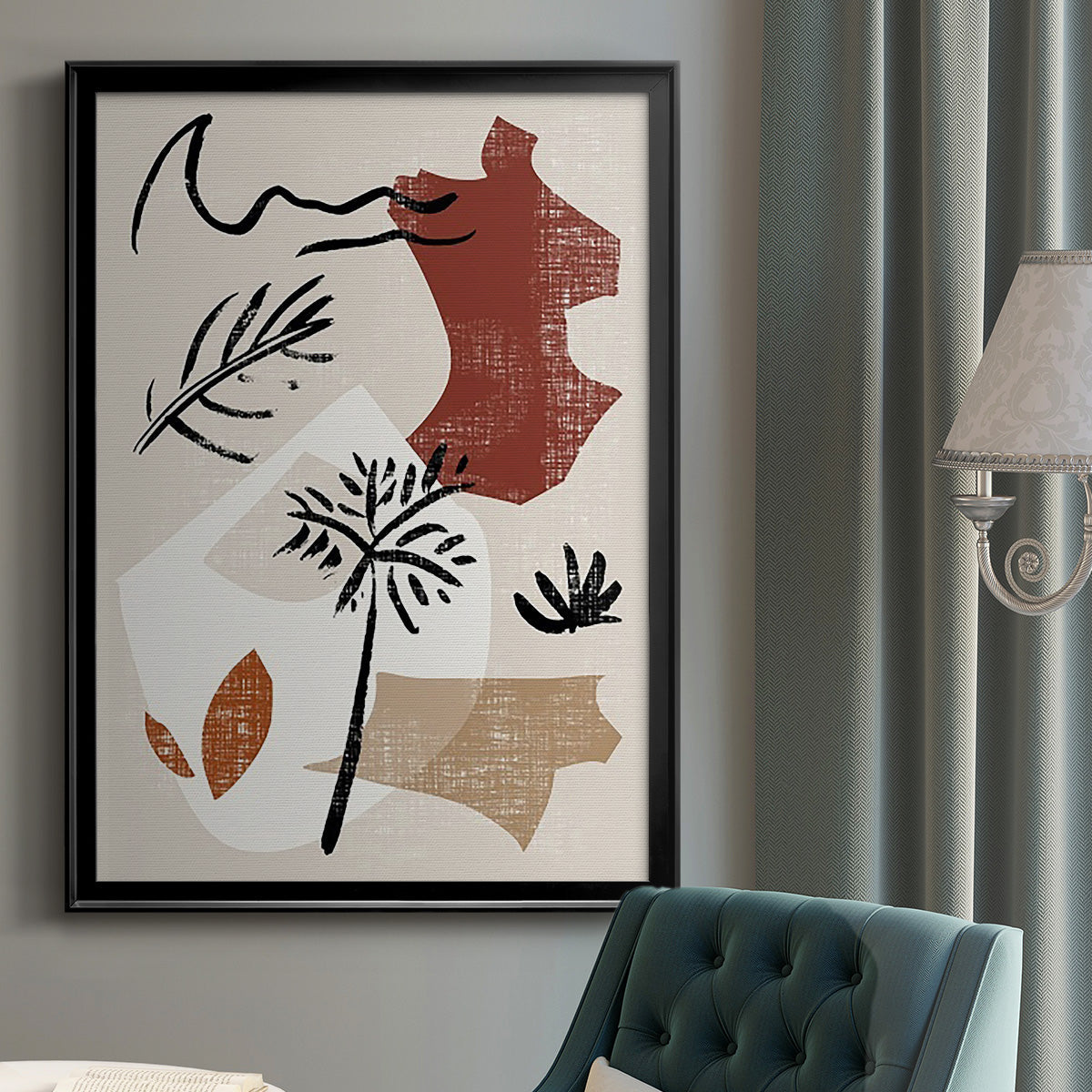 Soft Palms V - Modern Framed Canvas Print