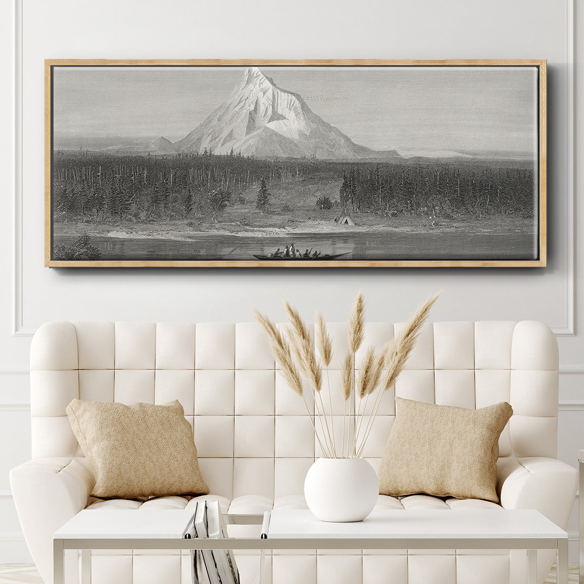 Mount Hood from the Columbia - Floater Framed Canvas Print