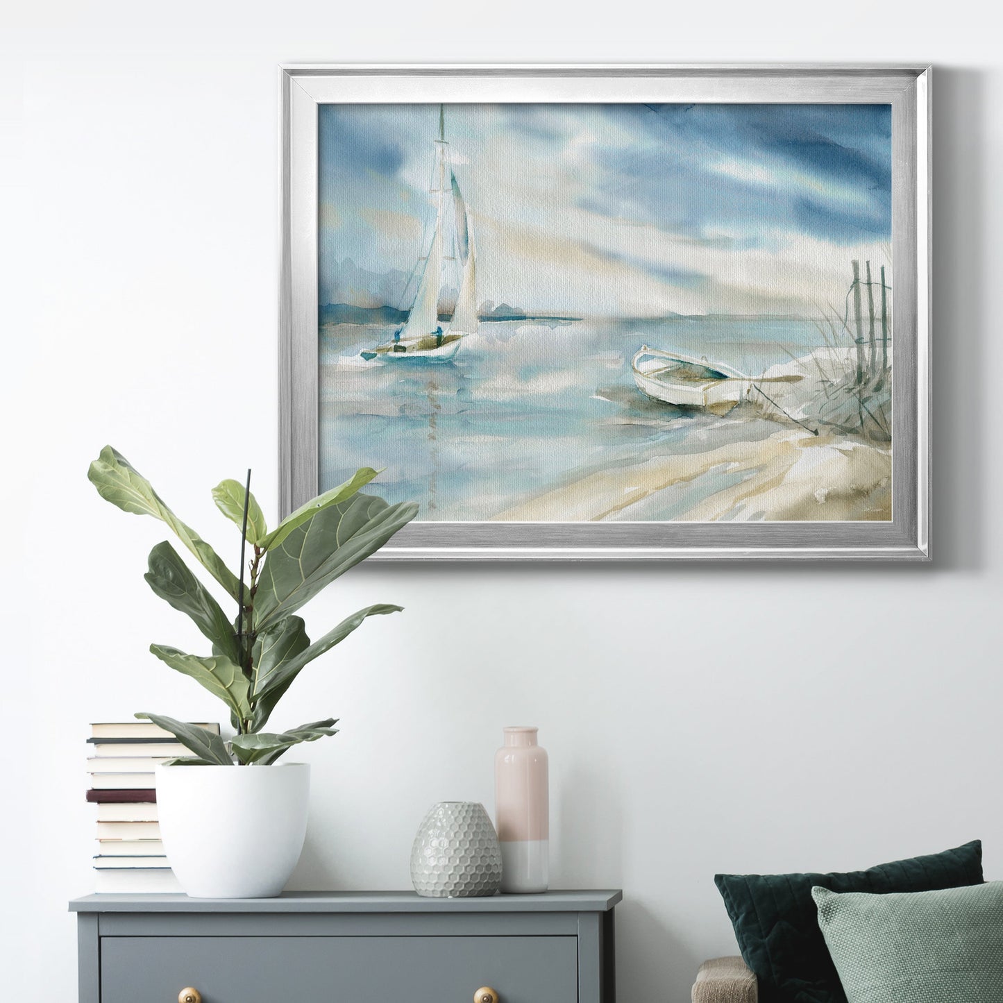 Subtle Sail - Modern Framed Canvas Print