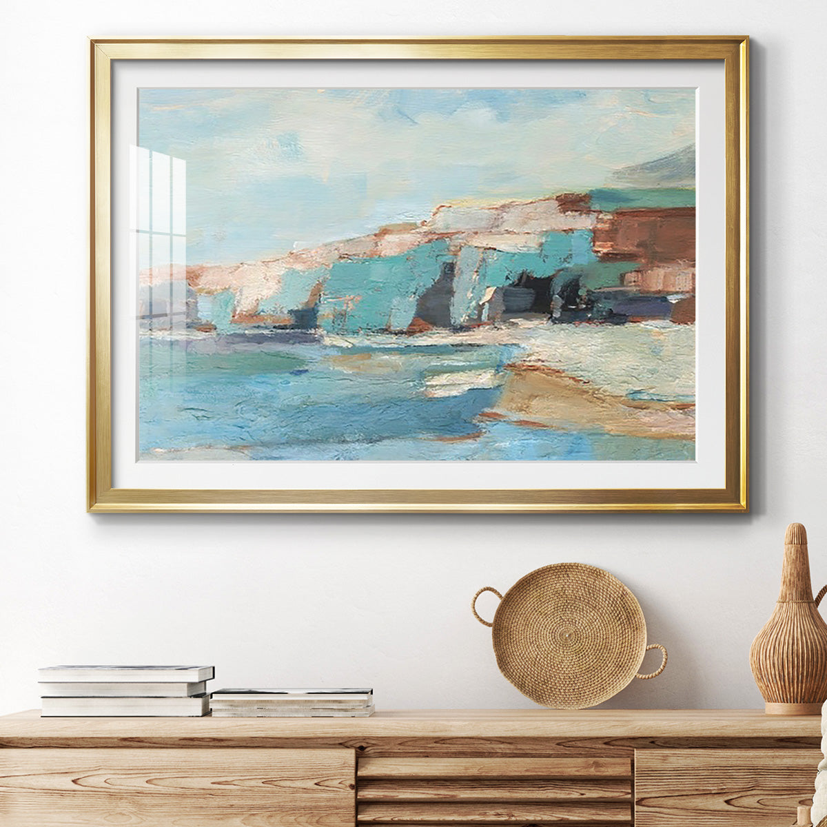 Turquoise Cliff Wall II Premium Framed Print - Ready to Hang