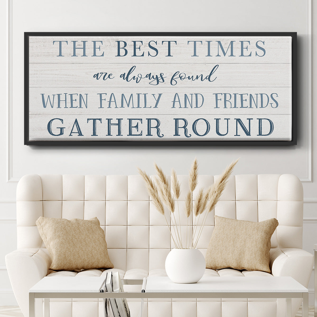 Family and Friends Gather - Floater Framed Canvas Print