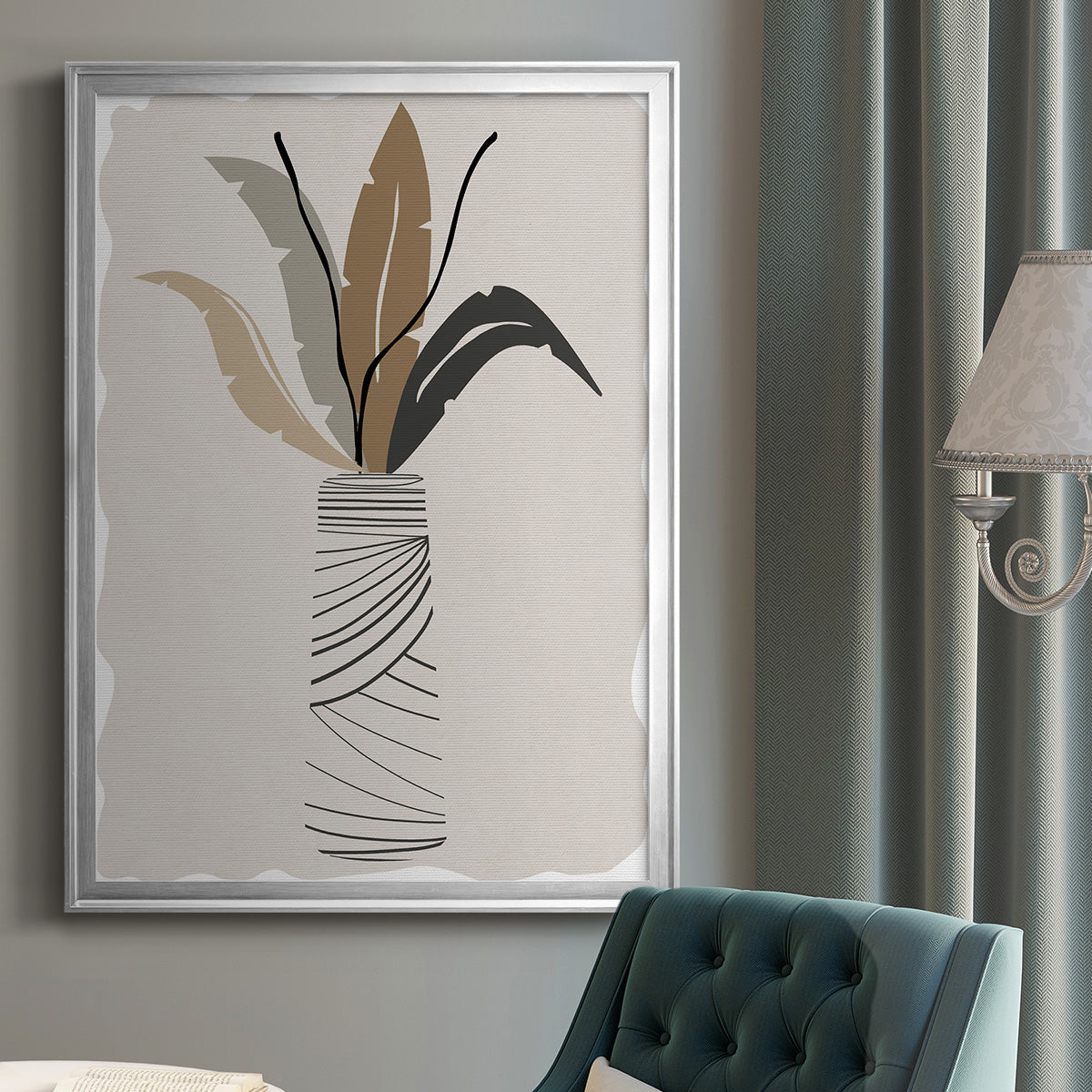 Palm Arrangement II - Modern Framed Canvas Print