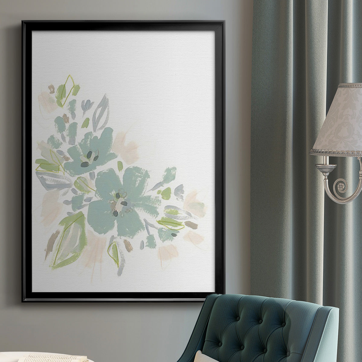 Seafoam Petals I - Modern Framed Canvas Print