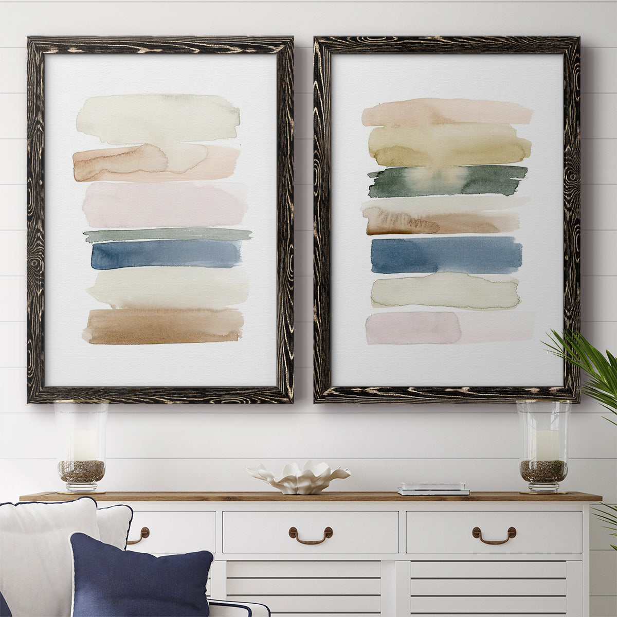 Faint Swatches I - Premium Framed Canvas 2 Piece Set - Ready to Hang