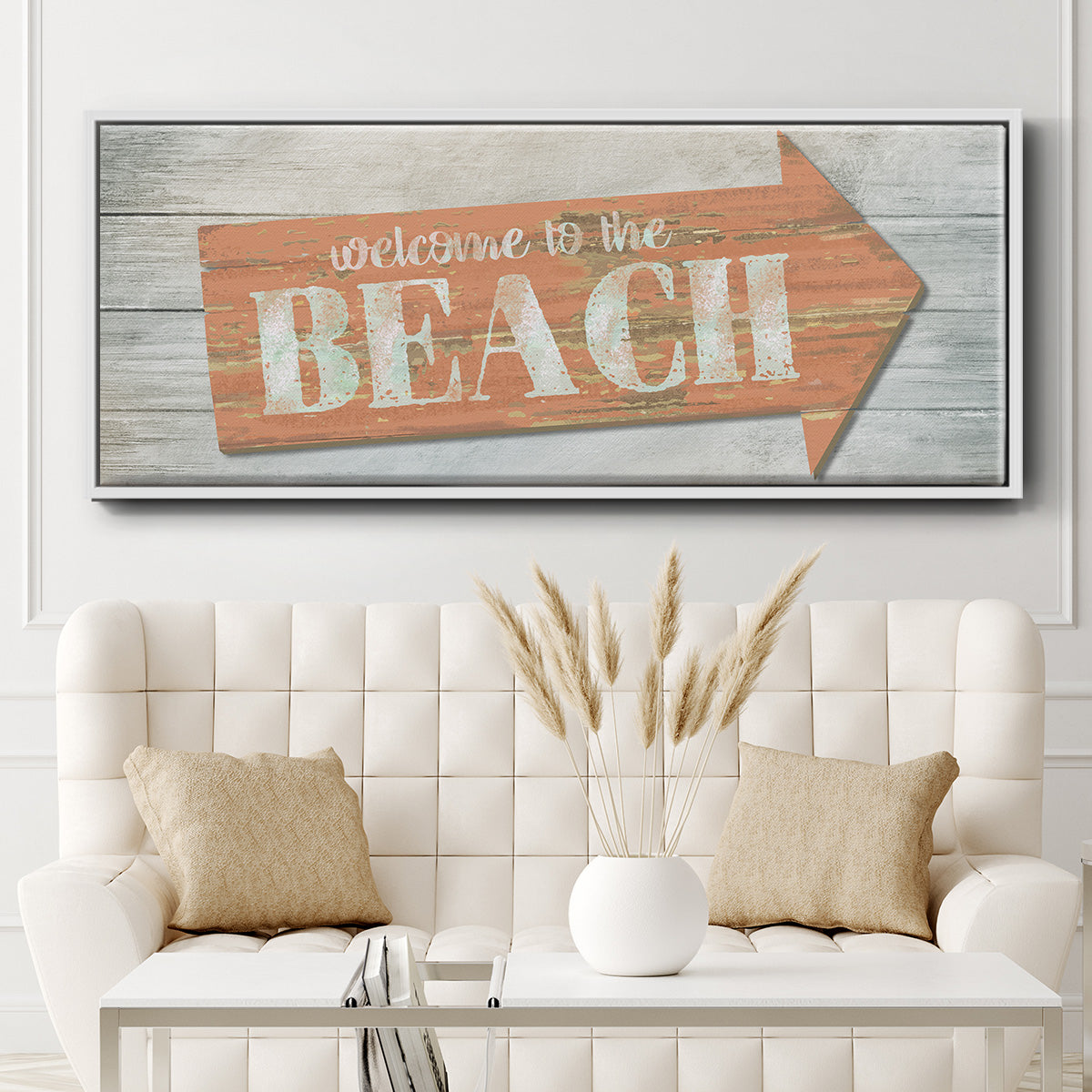 Welcome to the Beach - Floater Framed Canvas Print
