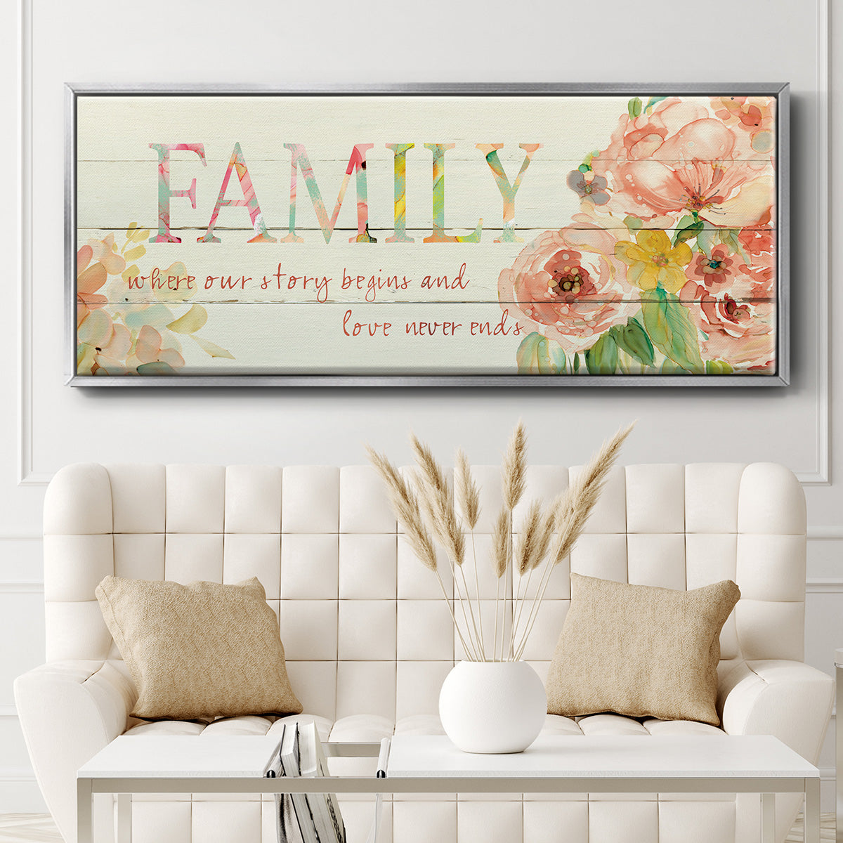 Family Where Our Story Begins - Floater Framed Canvas Print