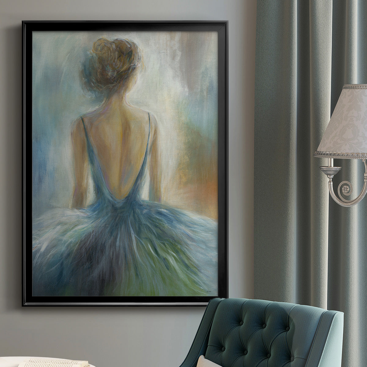 Lady in Blue -  Framed Canvas Print