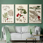 Leaves & Berries I - Framed Premium Gallery Wrapped Canvas L Frame 3 Piece Set - Ready to Hang