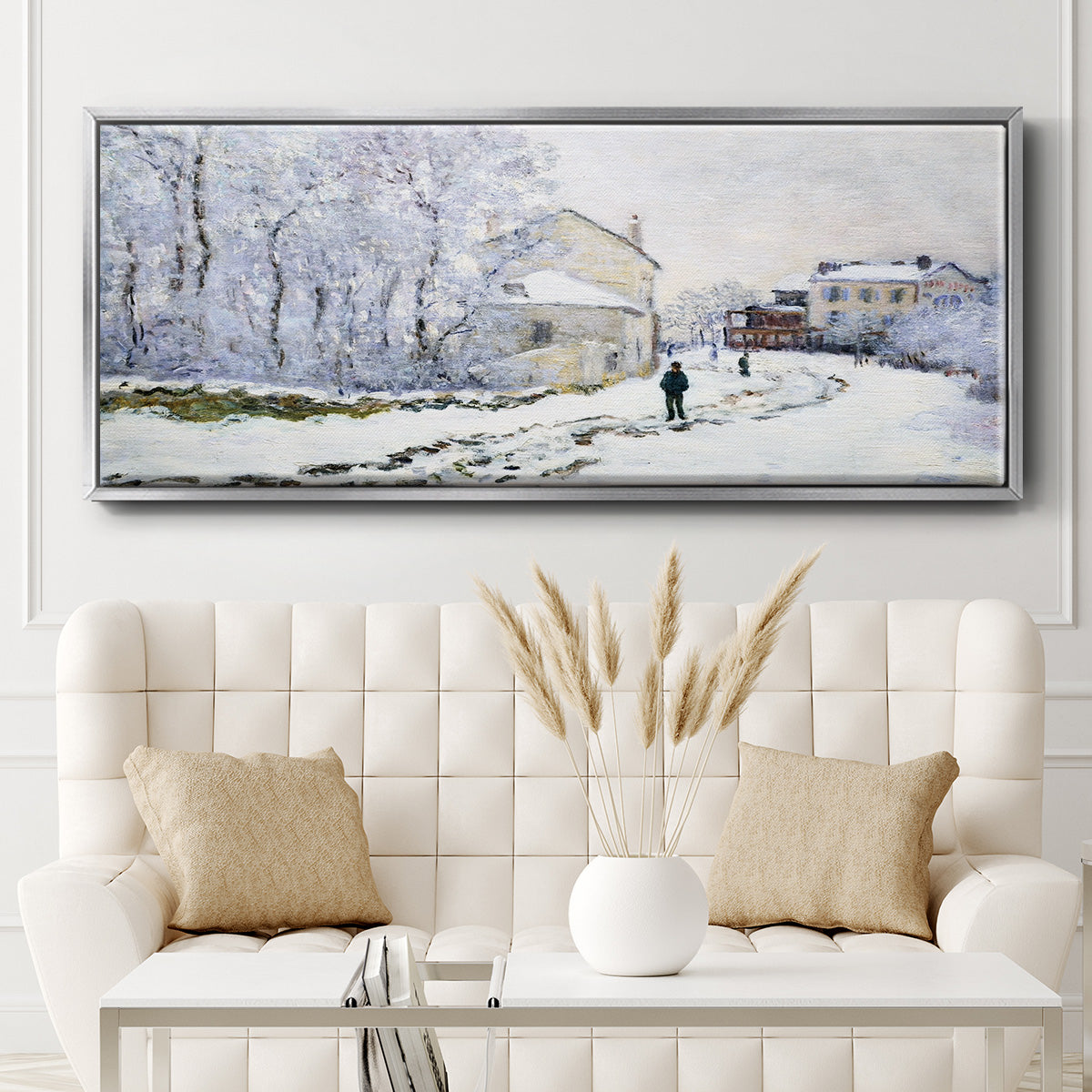 Snow in Argenteuil, 1875 - Floater Framed Canvas Print