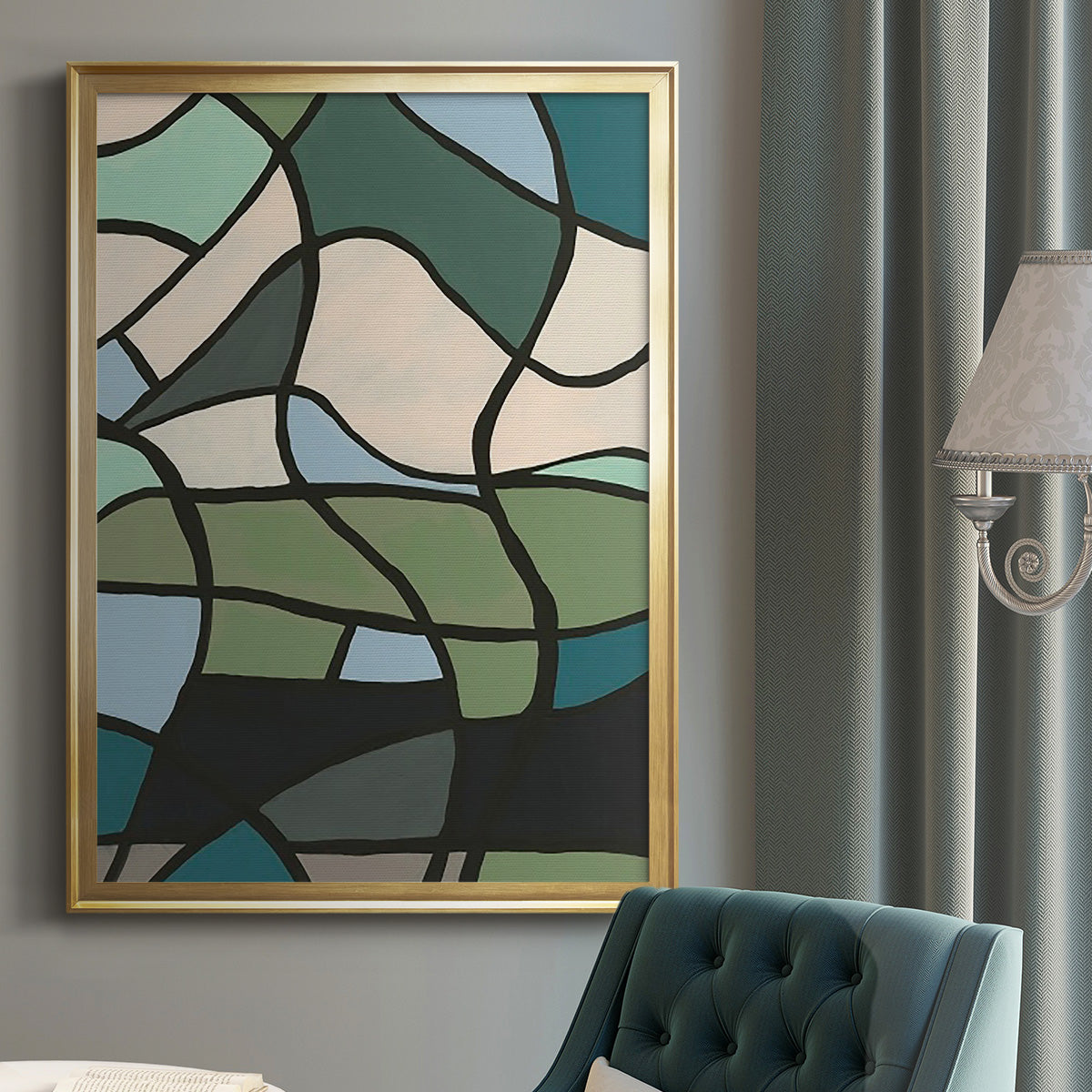 Multicolor Stained Glass II - Modern Framed Canvas Print