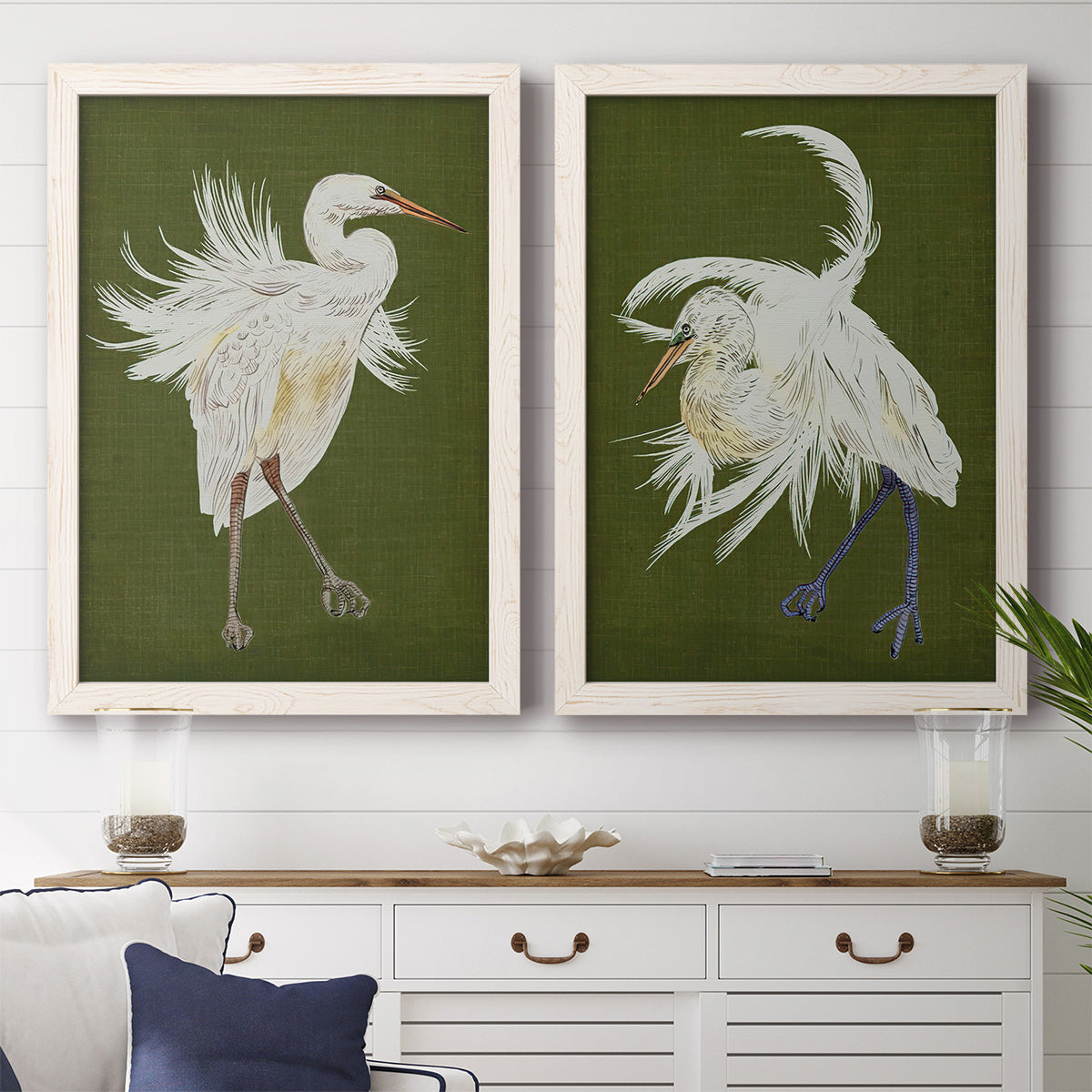 Heron Plumage I - Premium Framed Canvas 2 Piece Set - Ready to Hang